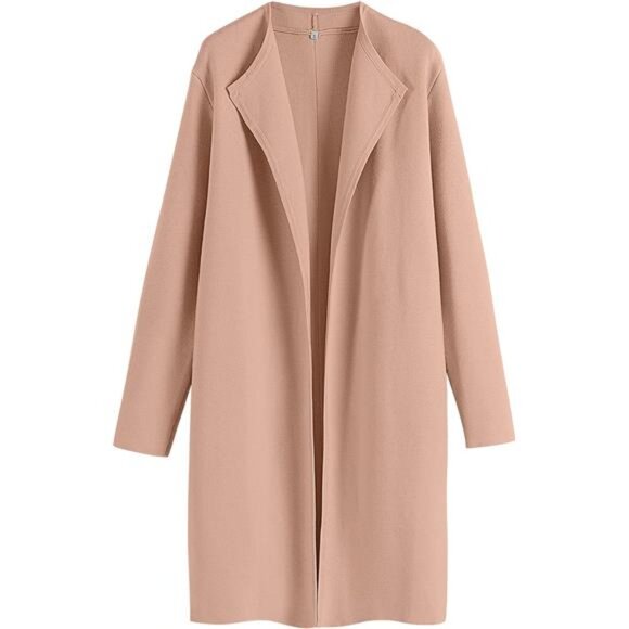 Women's Long Cardigans Sweater Blazer Jacket Coat Beige - Picture 1 of 7